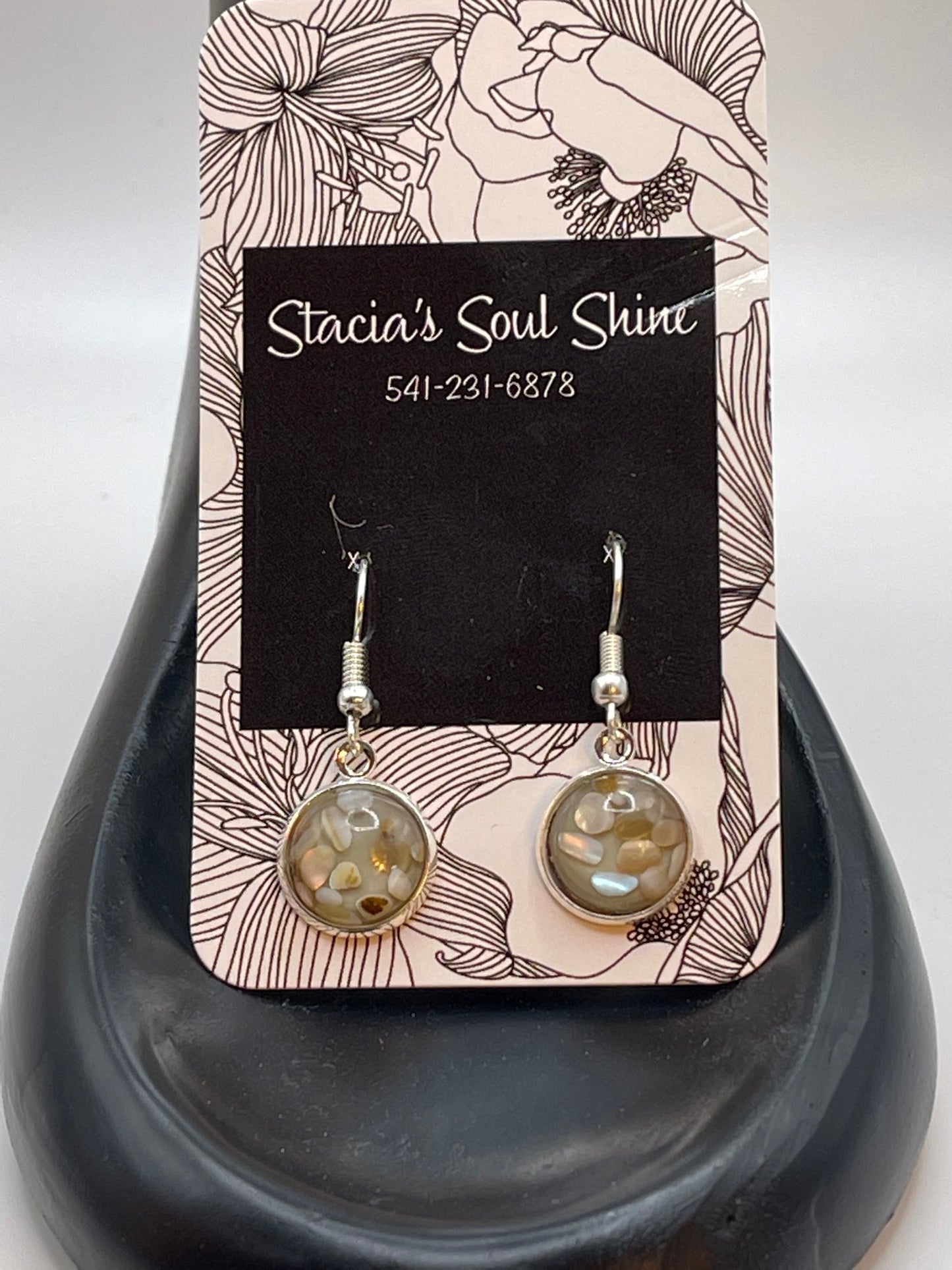 Grey Shell Dangly Earrings