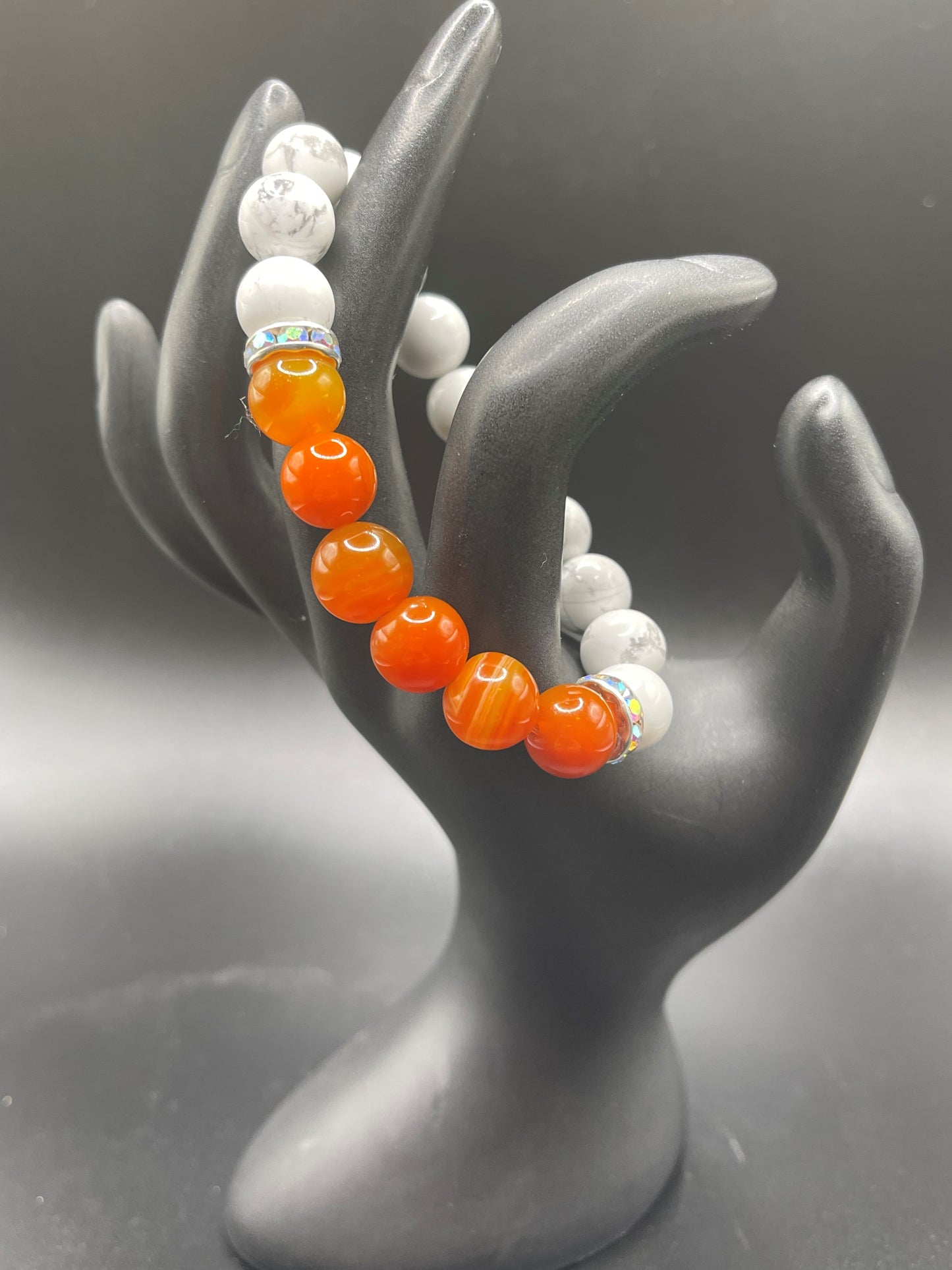 Howlite and Orange Dragon's Vein Bracelet