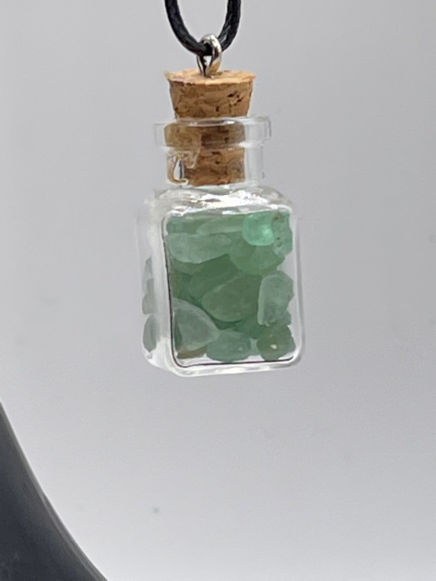 Necklace- Green Aventurine Mini Gemstone Wishing Bottles