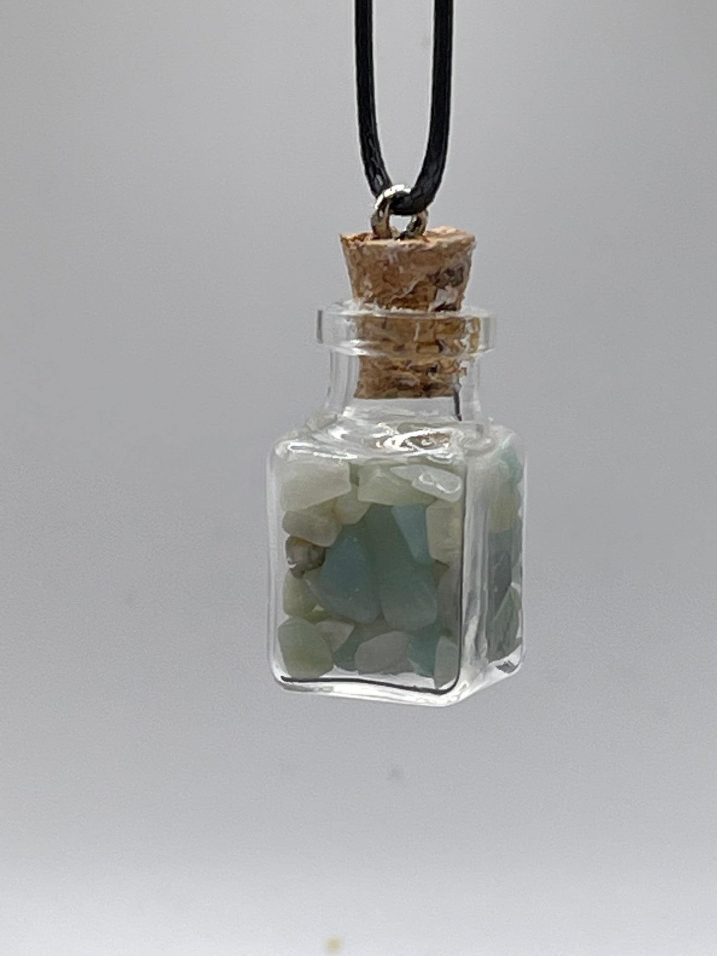 Necklace- Amazonite Mini Gemstone Wishing Bottles