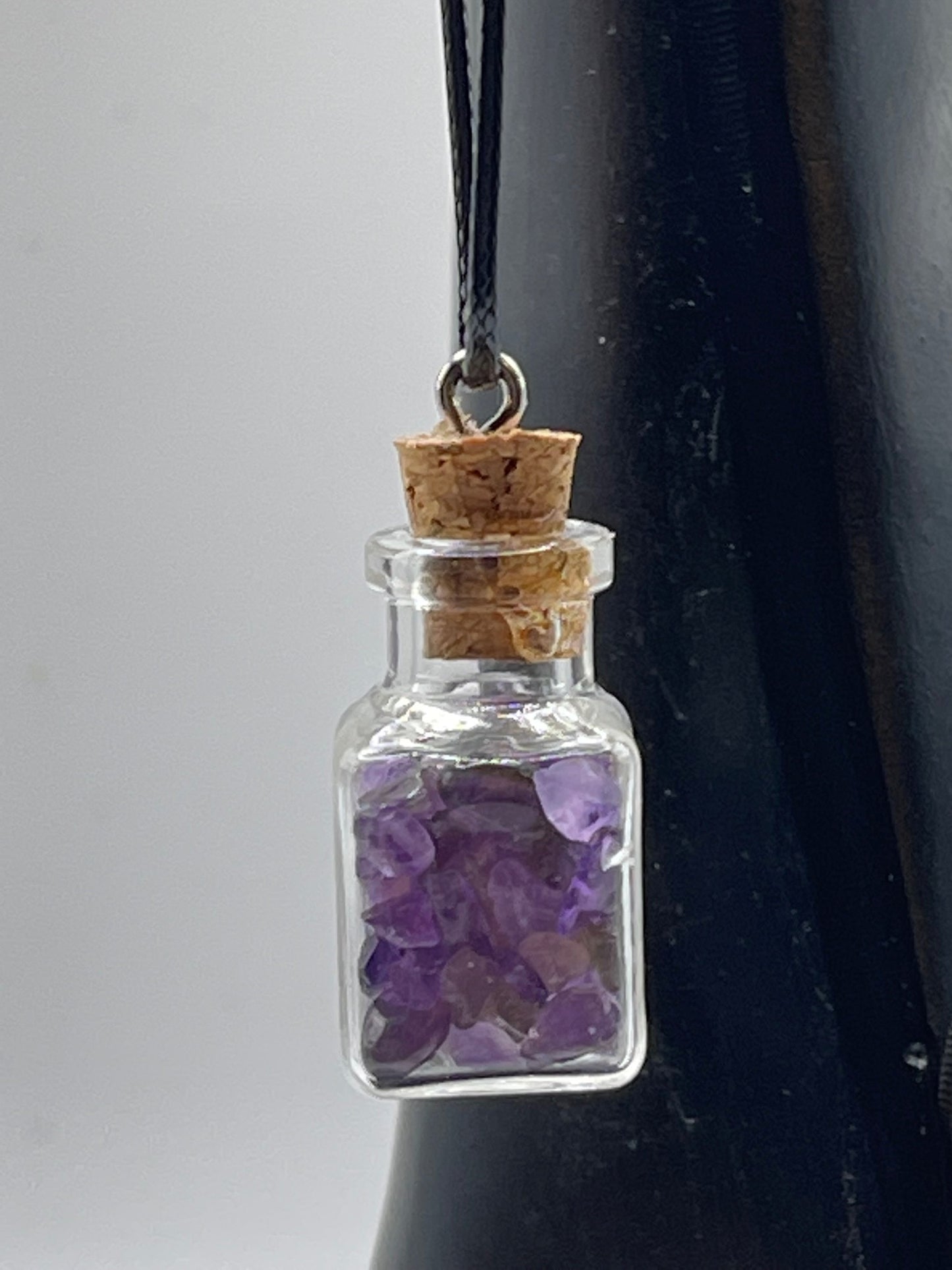 Necklace-Amethyst Mini Gemstone Wishing Bottles.