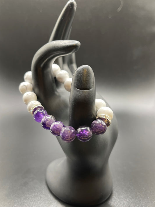 Howlite and Amethyst Bracelet