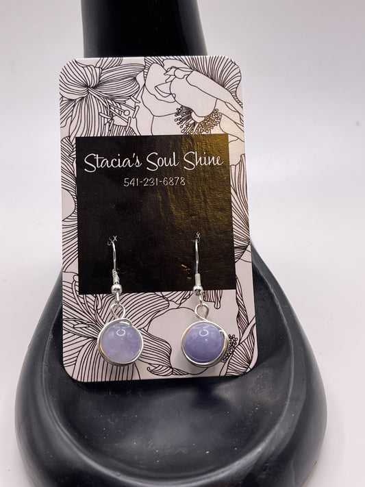 Angel stone wire wrapped earrings- light