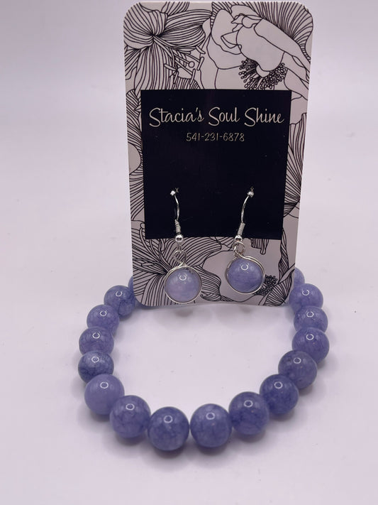 Angelite bracelet and earring set