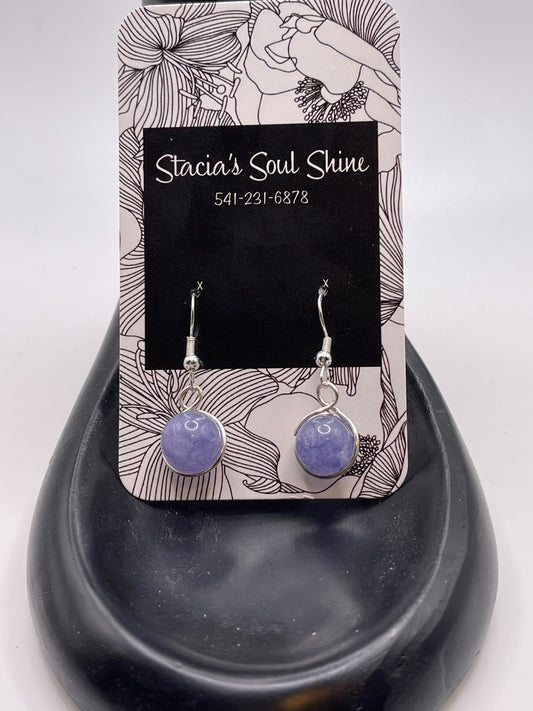 Angel stone wire wrapped earrings- dark