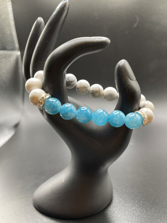 Howlite and Blue Chalcendy Bracelet