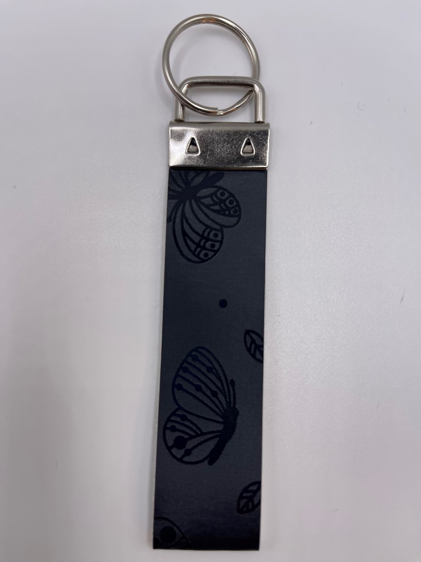 Matte Black with shiny Butterflies keychain- Small