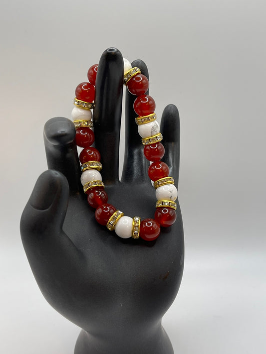 Carnelian and white Jade