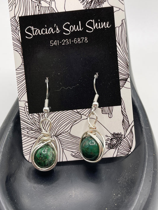 Ruby in Zoisite wire wrapped earrings