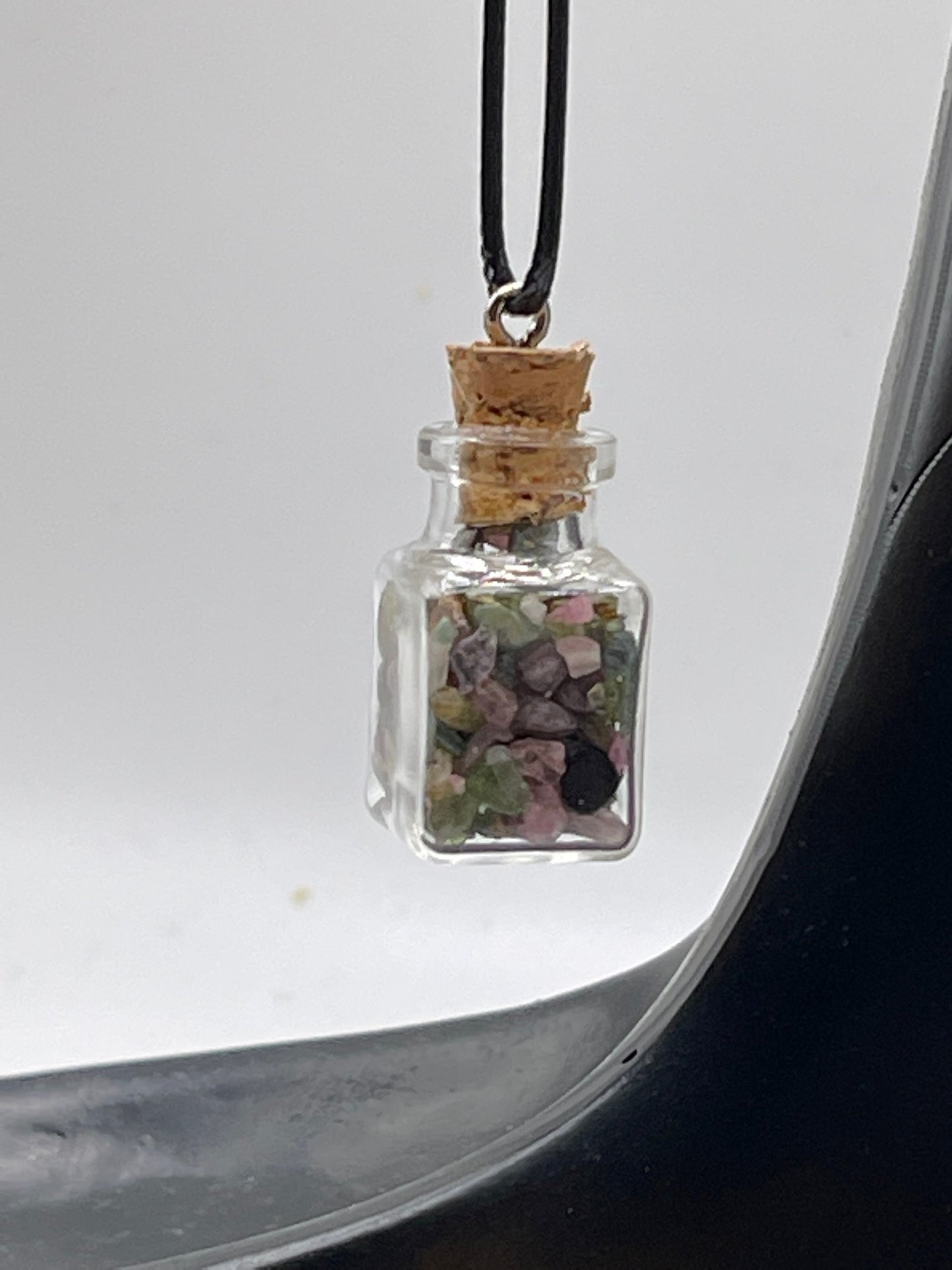 Necklace-Tourmaline Mini Gemstone Wishing Bottles