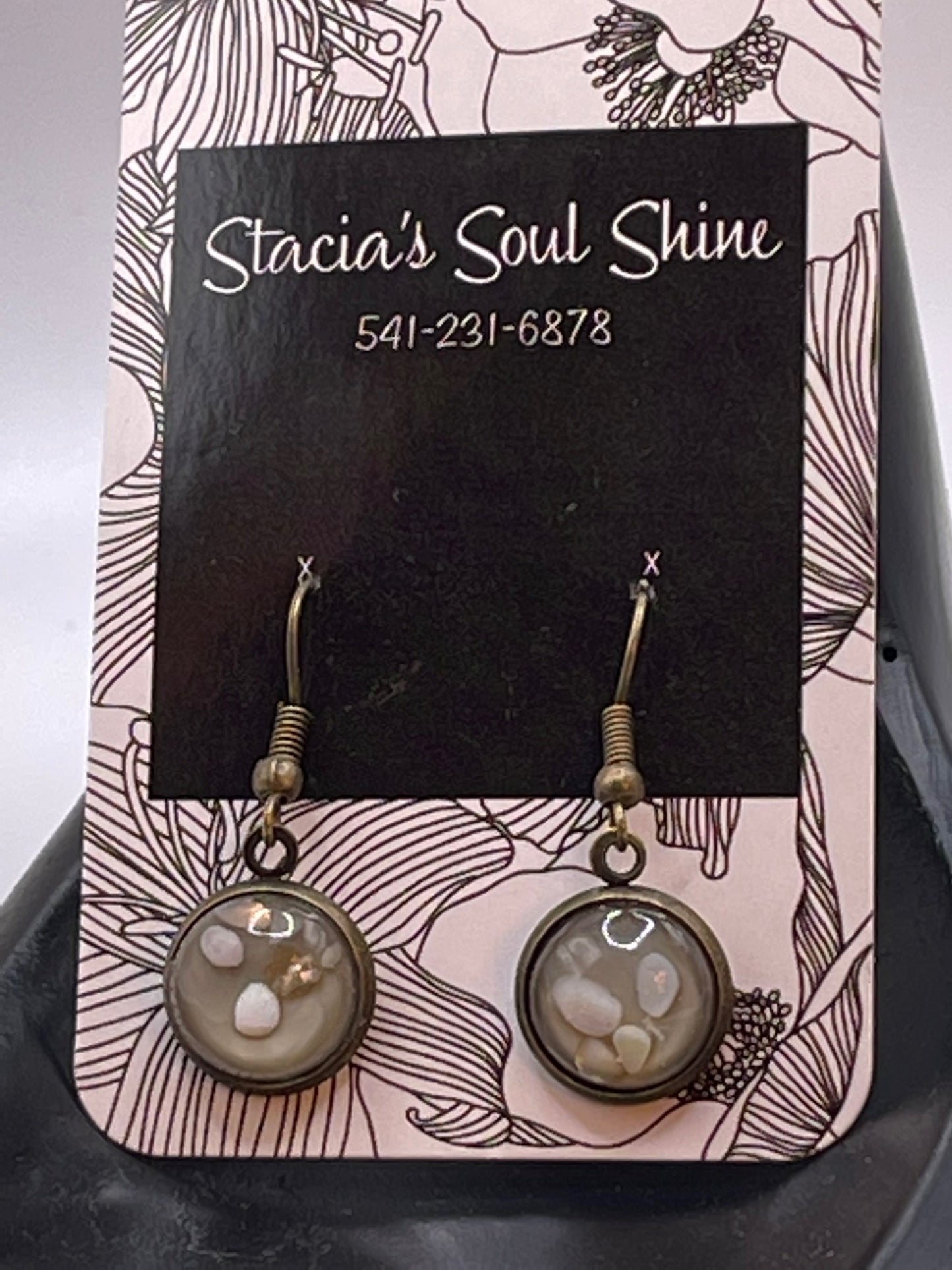 Grey Shell Dangly Earrings