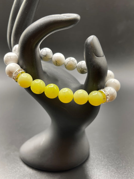 Howlite and Lemon Jade Bracelet