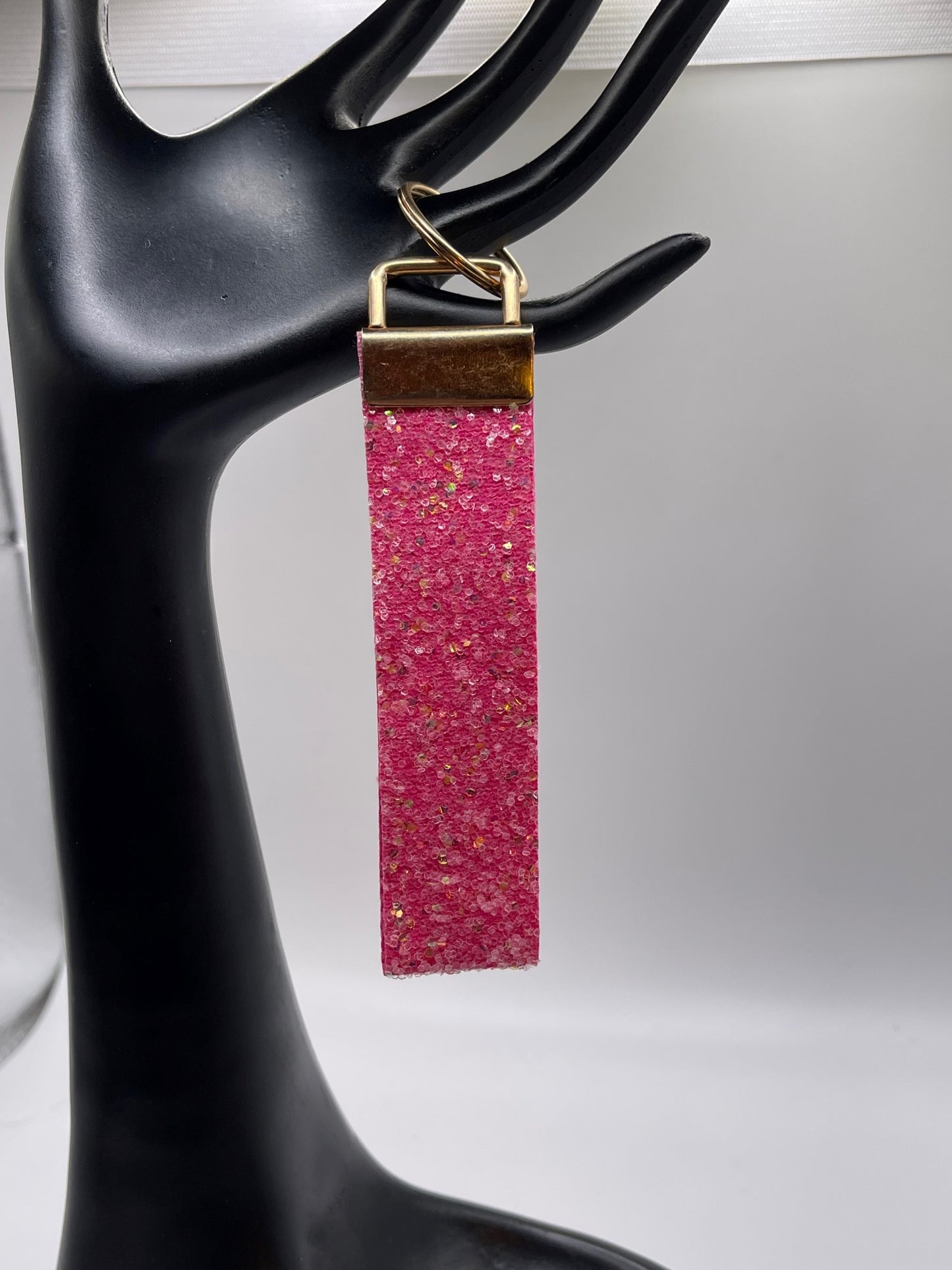 Pink Glittery keychain-- small