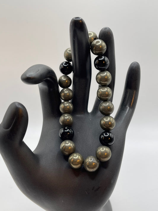 Pyrite and Onyx Bracelet