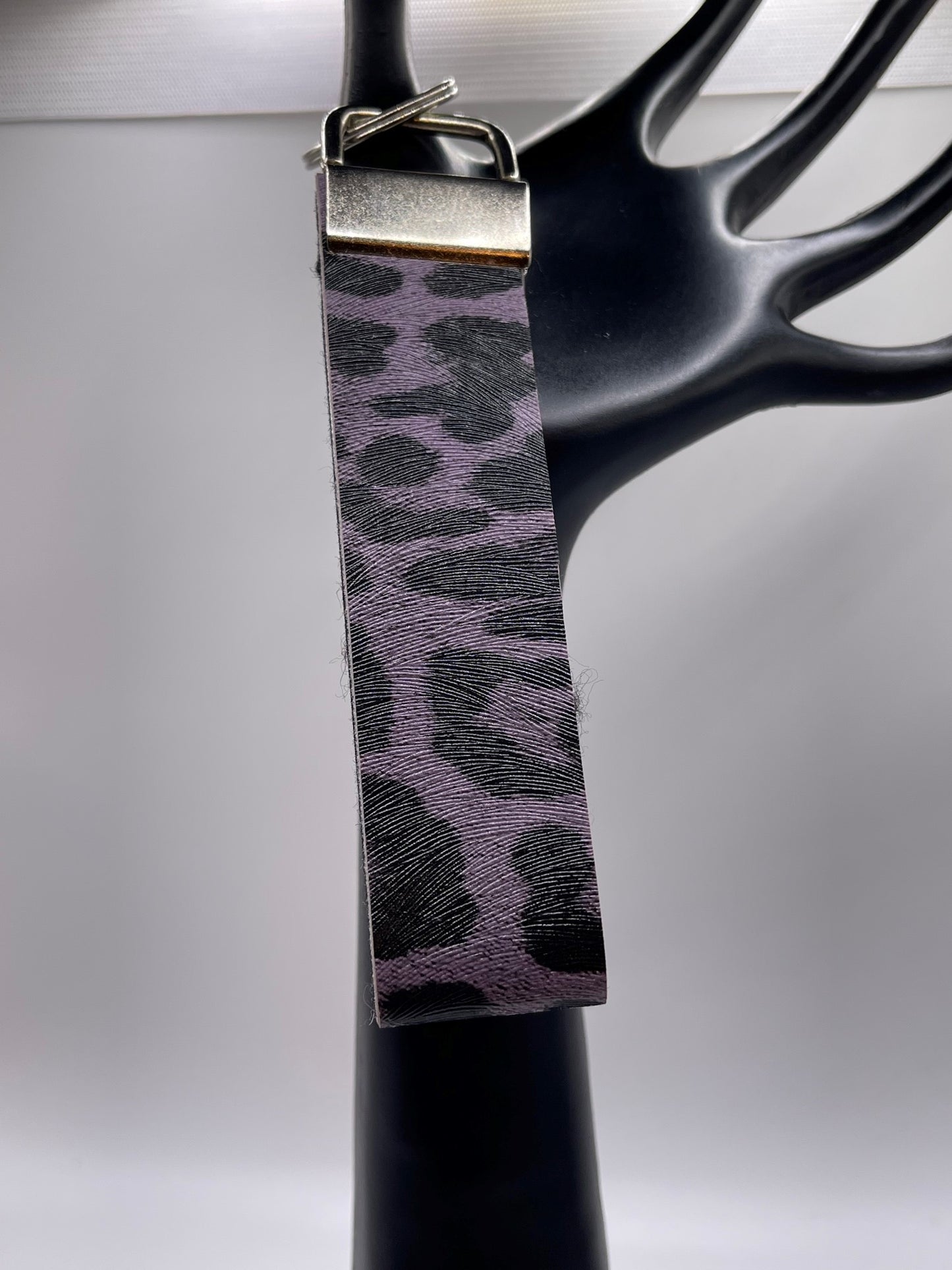 Purple Leopard wristlet keychain- small