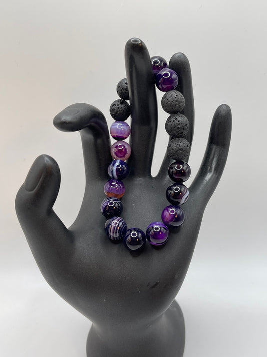 Purple agate with lava stones