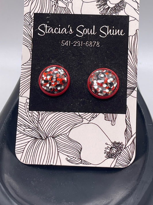 Red, black and Silver- Red Studs