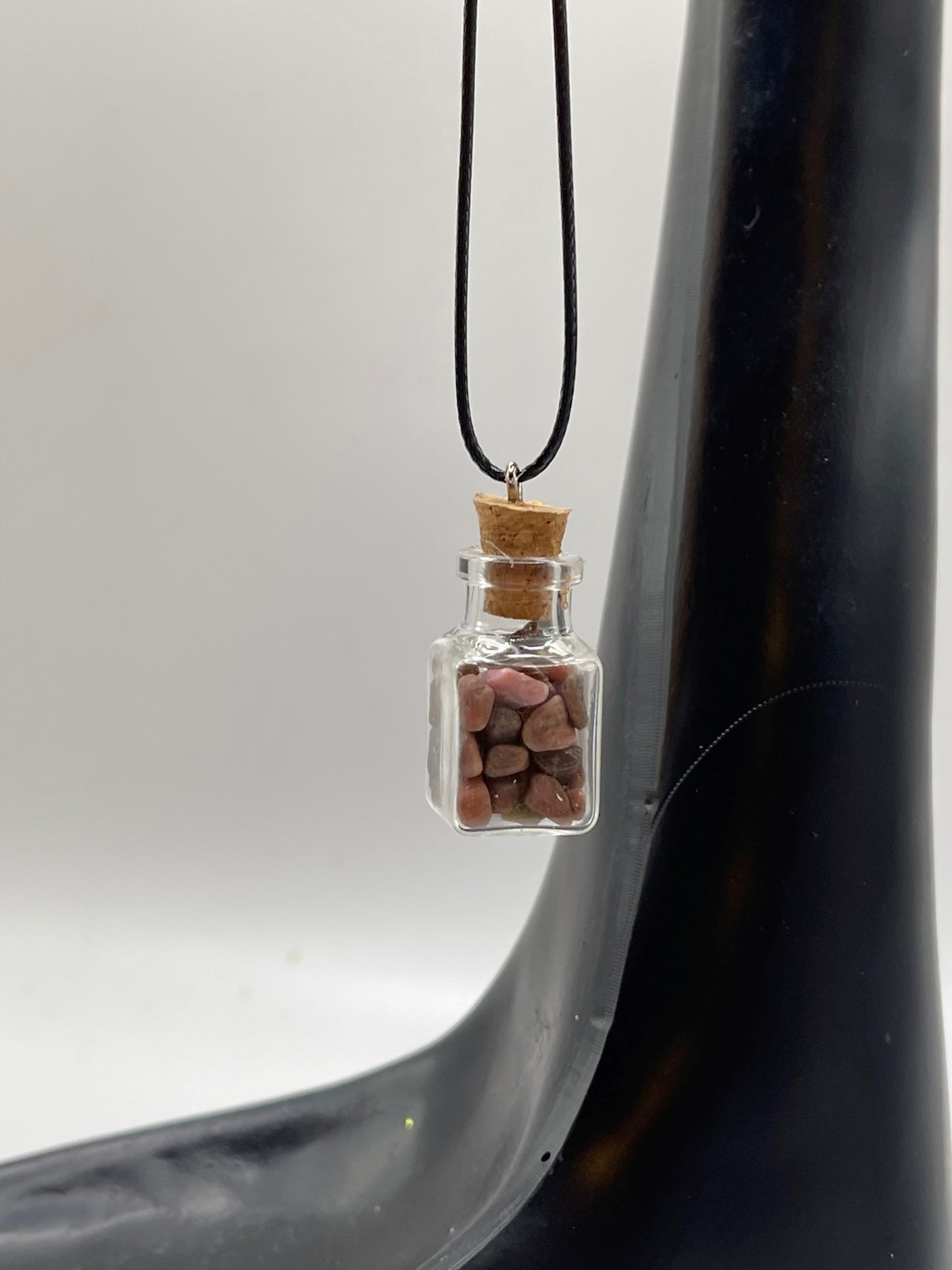 Necklace- Rhodochrosite Mini Gemstone Wishing Bottles