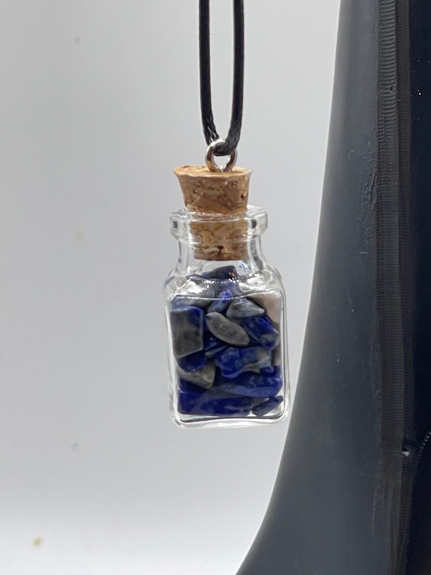 Necklace- Lapis Mini Gemstone Wishing Bottles