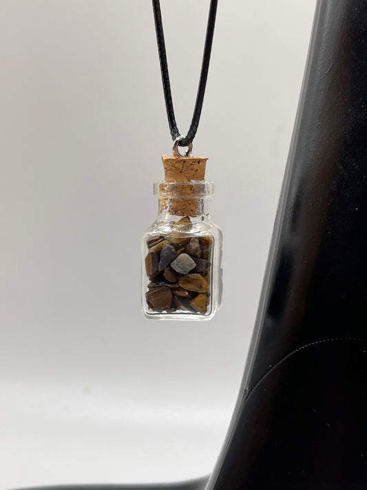 Necklace- Tiger's Eye Mini Gemstone Wishing Bottles