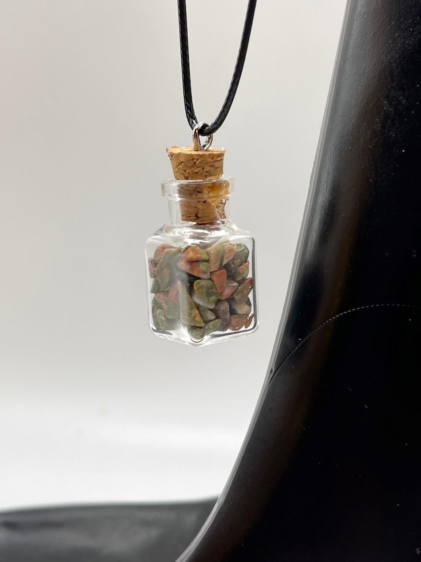 Necklace- Unakite Mini Gemstone Wishing Bottles