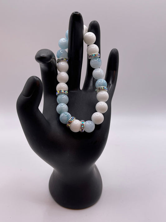 White Jade and Larimar Bracelet